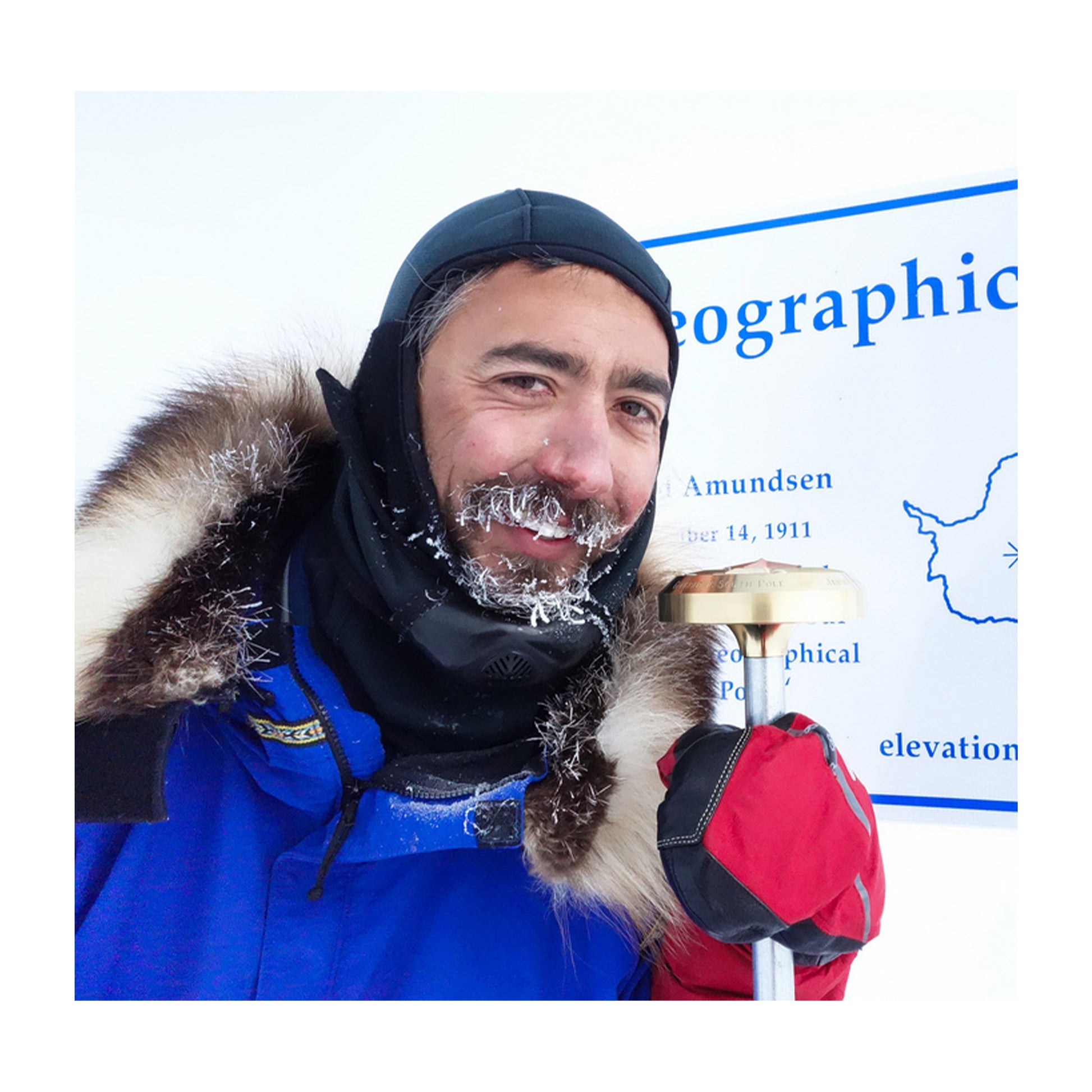 Aaron Linsdau at the South Pole, Antarctica